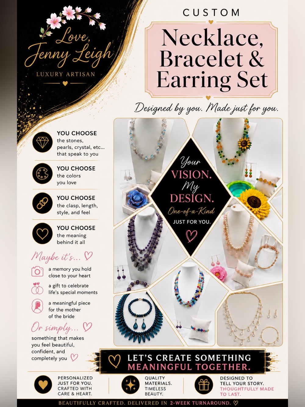 Custom Jewelry Set:  Necklace, Bracelet & Earring LIVE SHOW Li